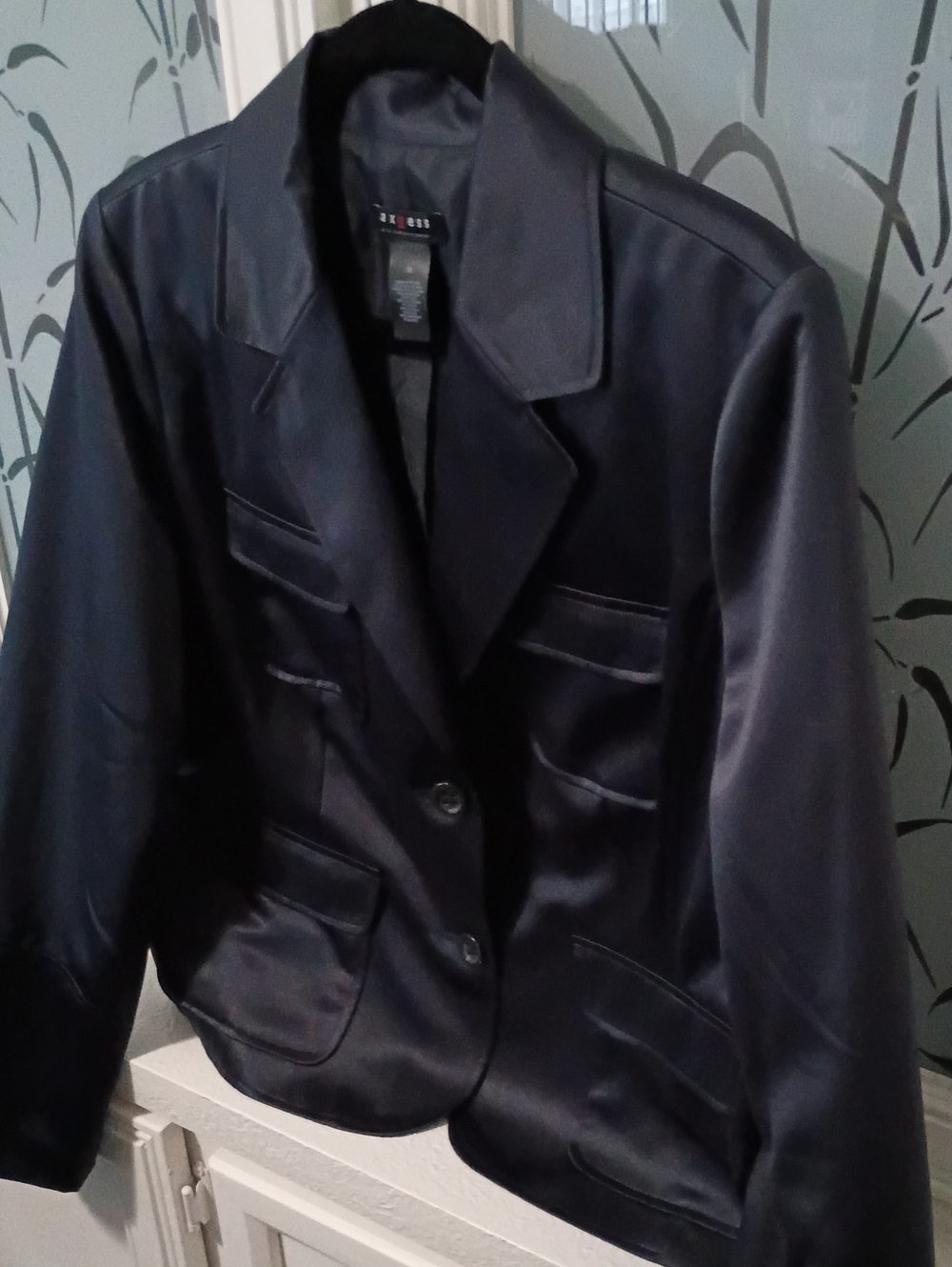 Axcess Satin Navy Blazer Jacket